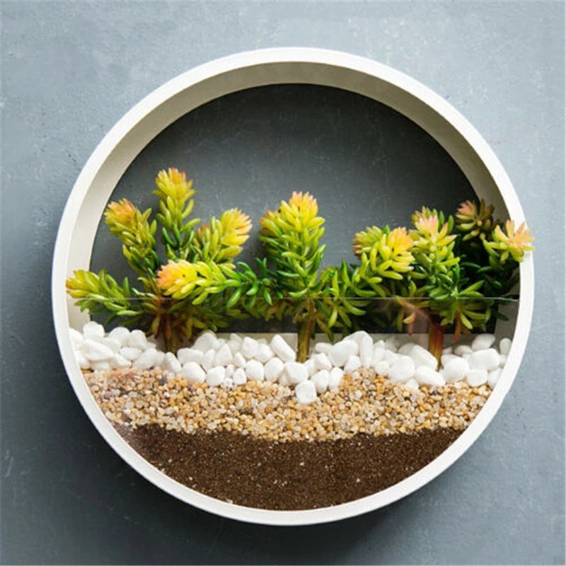 Round Iron Wall Vase Hanging Planter for Flowers and Succulents – Decorative Wall Art Flower Pot - Image 3