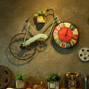 Retro Bike Wall Clock Mural