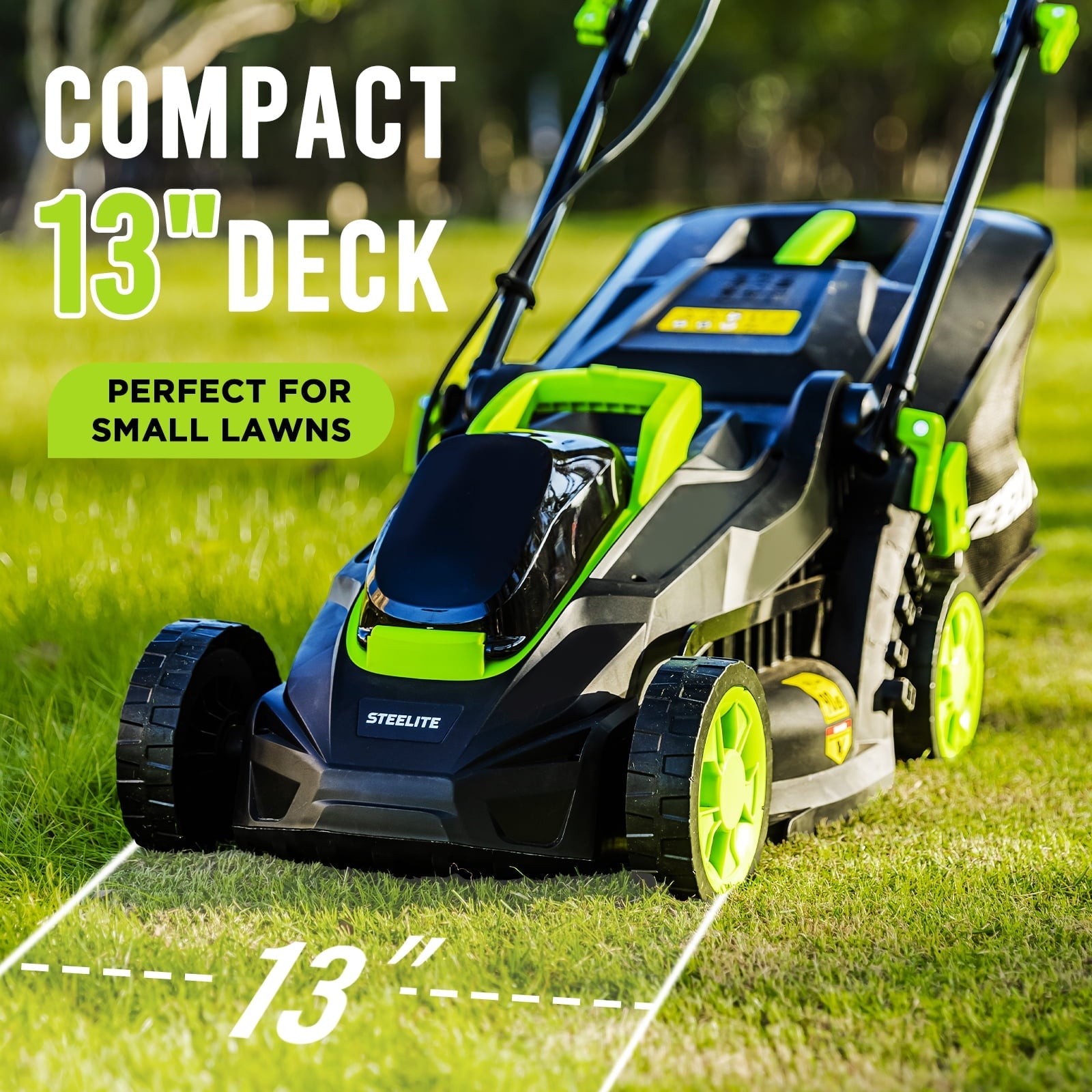 Steelite 13" 21V Cordless Brushless Lawn Mower with 4.0Ah Battery & Charger - Image 3