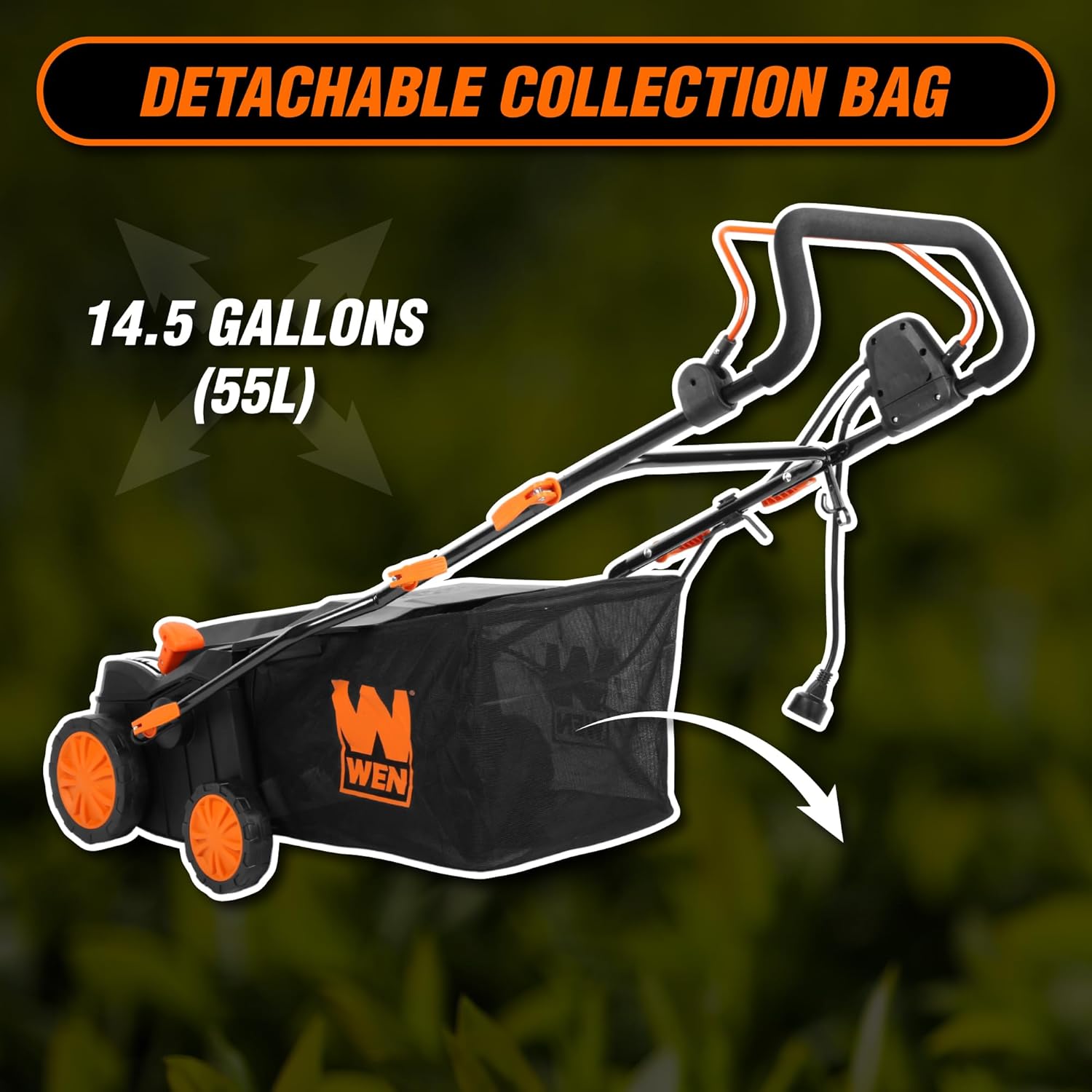 WEN DT1516 16 in. 15A Electric Dethatcher and Scarifier with Collection Bag - Image 8