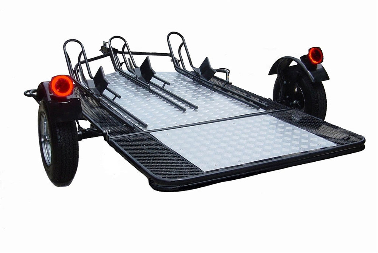 Stand, Store or Roll Ride-Up 3-Rail Motorcycle Trailer - Image 3