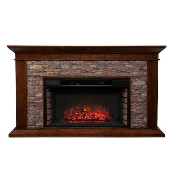 Unbranded Null Ithaca 60 In. W Simulated Stone Electric Fireplace