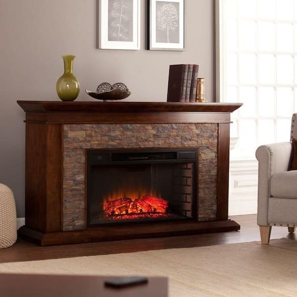 Unbranded Null Ithaca 60 In. W Simulated Stone Electric Fireplace - Image 5
