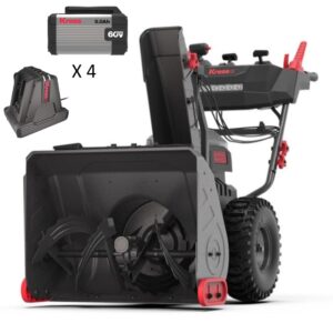 Kress KG471 60V 24-Inch 2-Stage Cordless Snow Thrower Kit (4×5Ah Batteries & Charger)